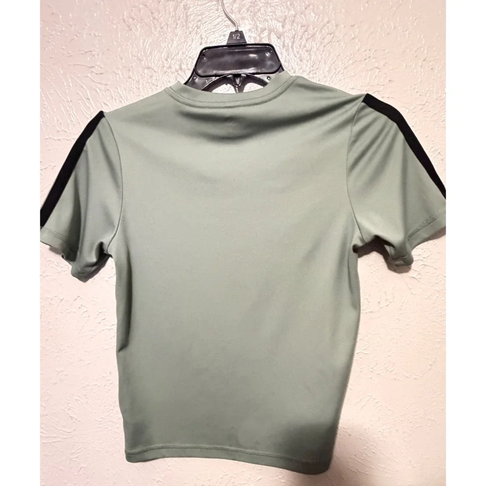 Adidas Kids Sage Green 3-Stripe Performance Athletic T-Shirt Size S 8 HCM050